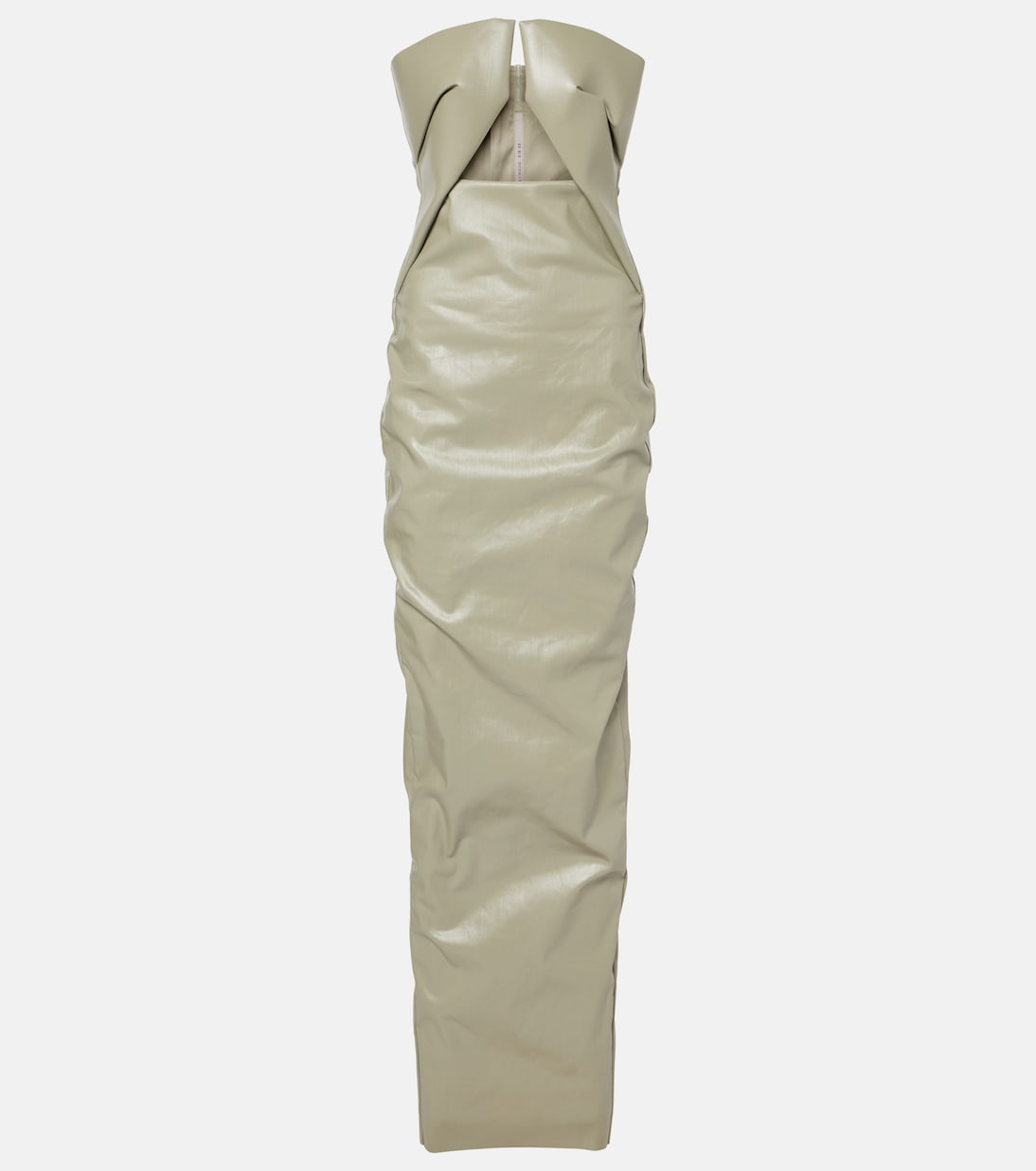

Платье из денима с покрытием и вырезом Rick Owens, Celadon