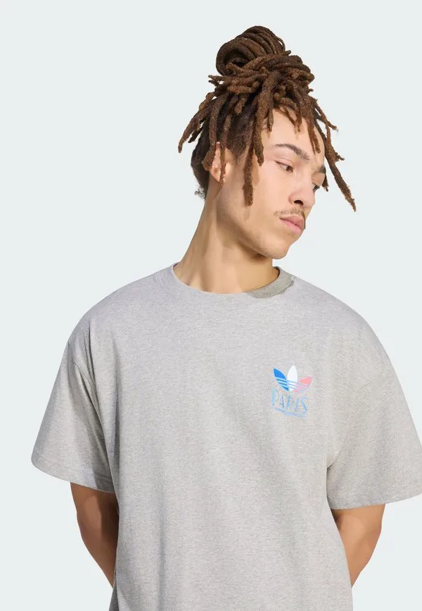 Футболка с принтом логотипа в стиле ар-деко из парижа Adidas Originals, Medium Grey Heather — фото 4