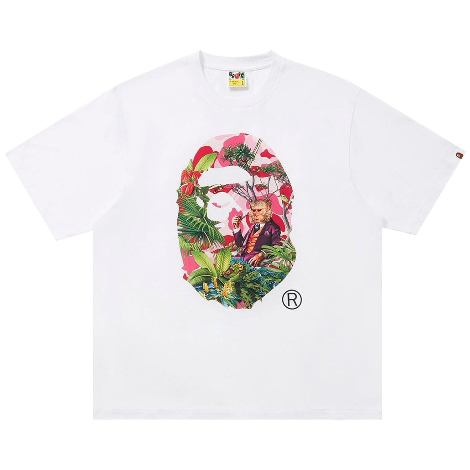 

Футболка BAPE x Monkey 47 Ape Head, цвет Белый/Розовый