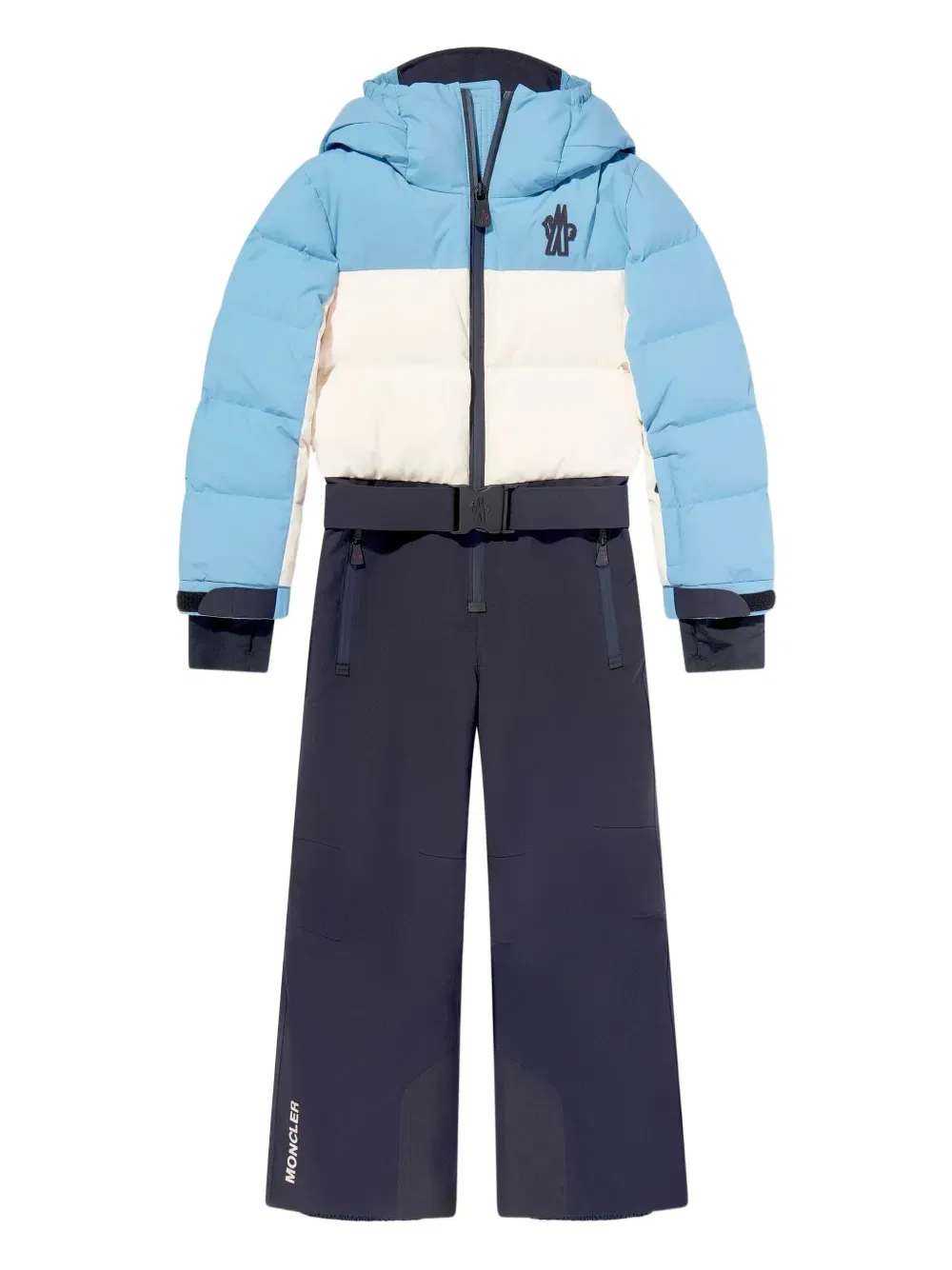 Горнолыжный костюм с поясом и цветовыми блоками Moncler Grenoble Kids, синий