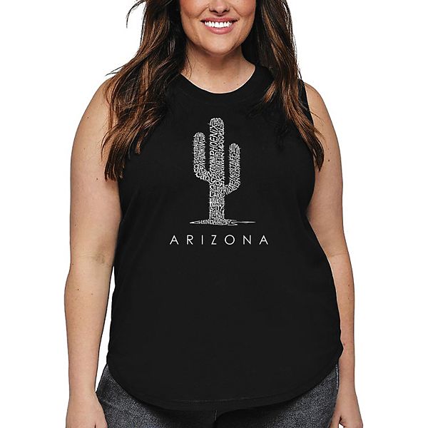 

Женская футболка plus size с принтом Arizona cities La Pop Art, Black, Черный, Женская футболка plus size с принтом Arizona cities La Pop Art, Black