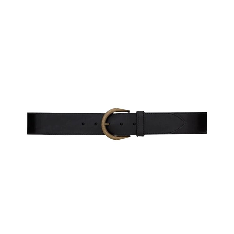 

Ремень Saint Laurent Croissant De Lune Buckle Wide Belt, черный