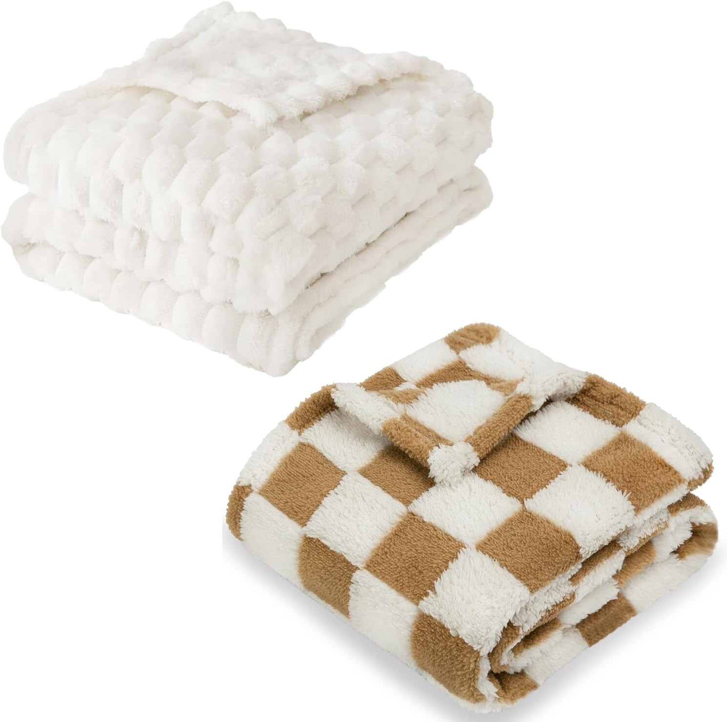 

HOMRITAR, 2 упаковки, фланелевое флисовое пушистое одеяло для детского крема + 3D клетчатое флисовое детское одеяло цвета хаки, 30 x 40 дюймов