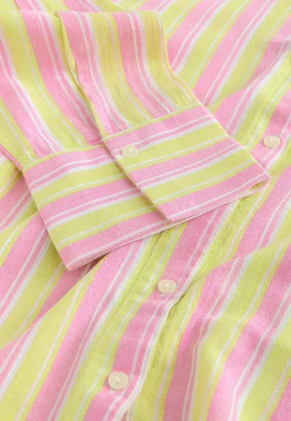 Блуза Next, Button down blouse, розово-желто-белая полоска — фото 3