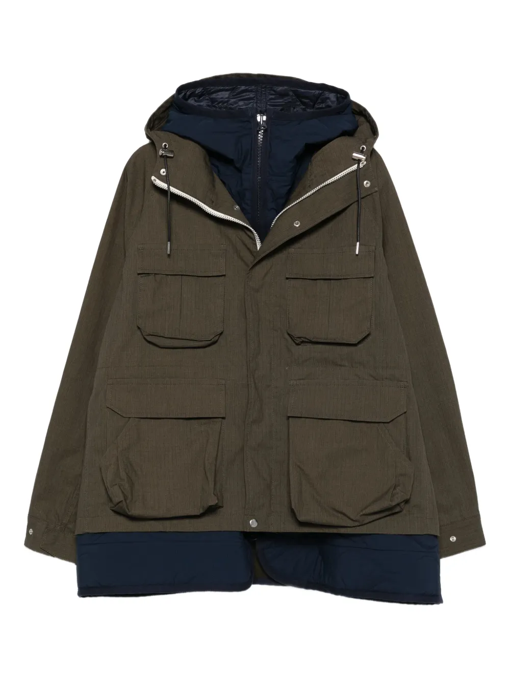 

Пальто с карманами и капюшоном SACAI, зеленый
