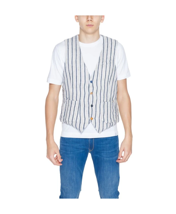 

Бежевый хлопковый жилет от костюма Gianni Lupo, мультиколор