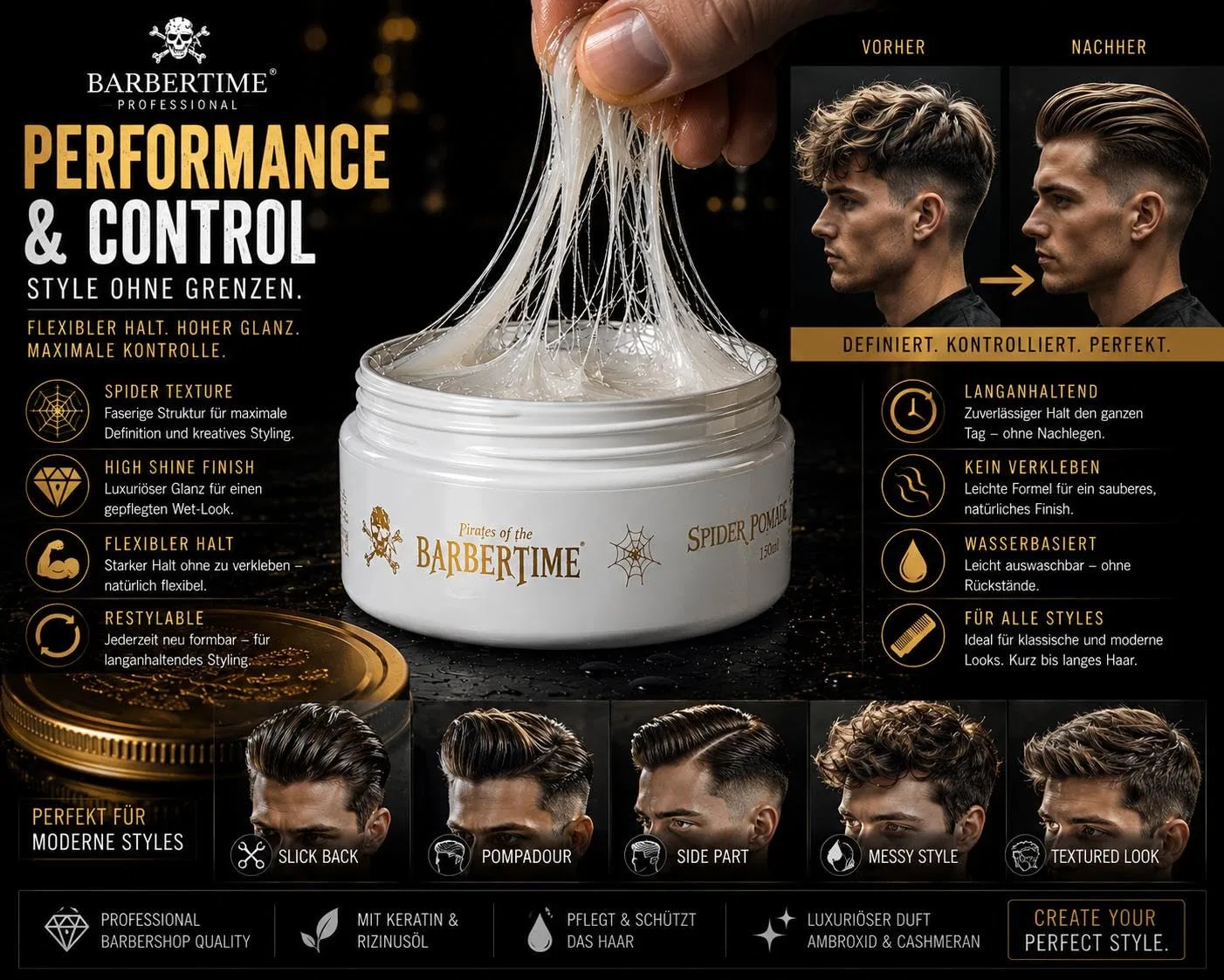 Помада для волос «Spider Pomade» 6 x 150 мл от Barbertime Barbertime — фото 4