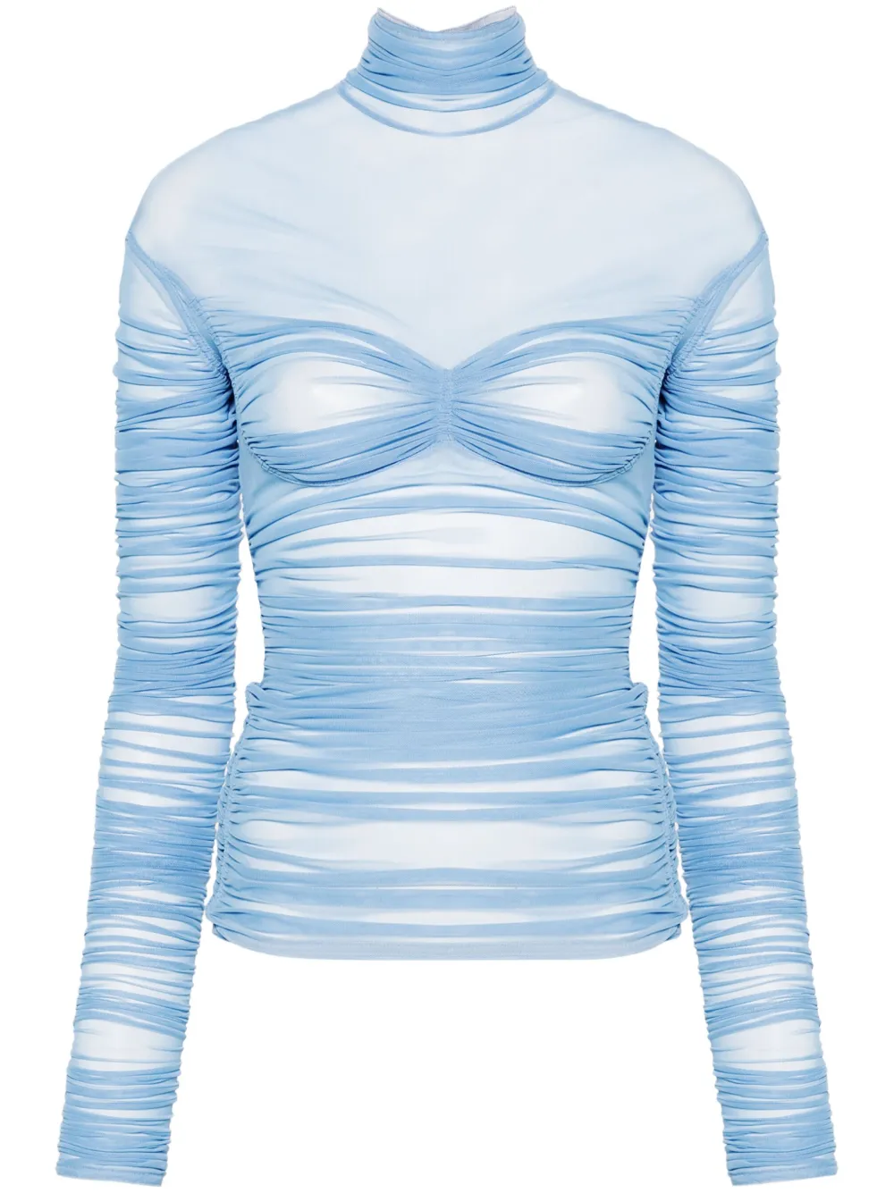 

Сетчатый топ со сборками Mugler, синий