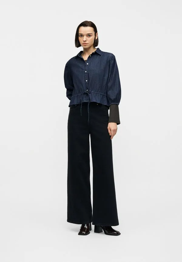 Рубашка с поясом на талии, блузка на пуговицах Gap, Dark Wash — фото 2
