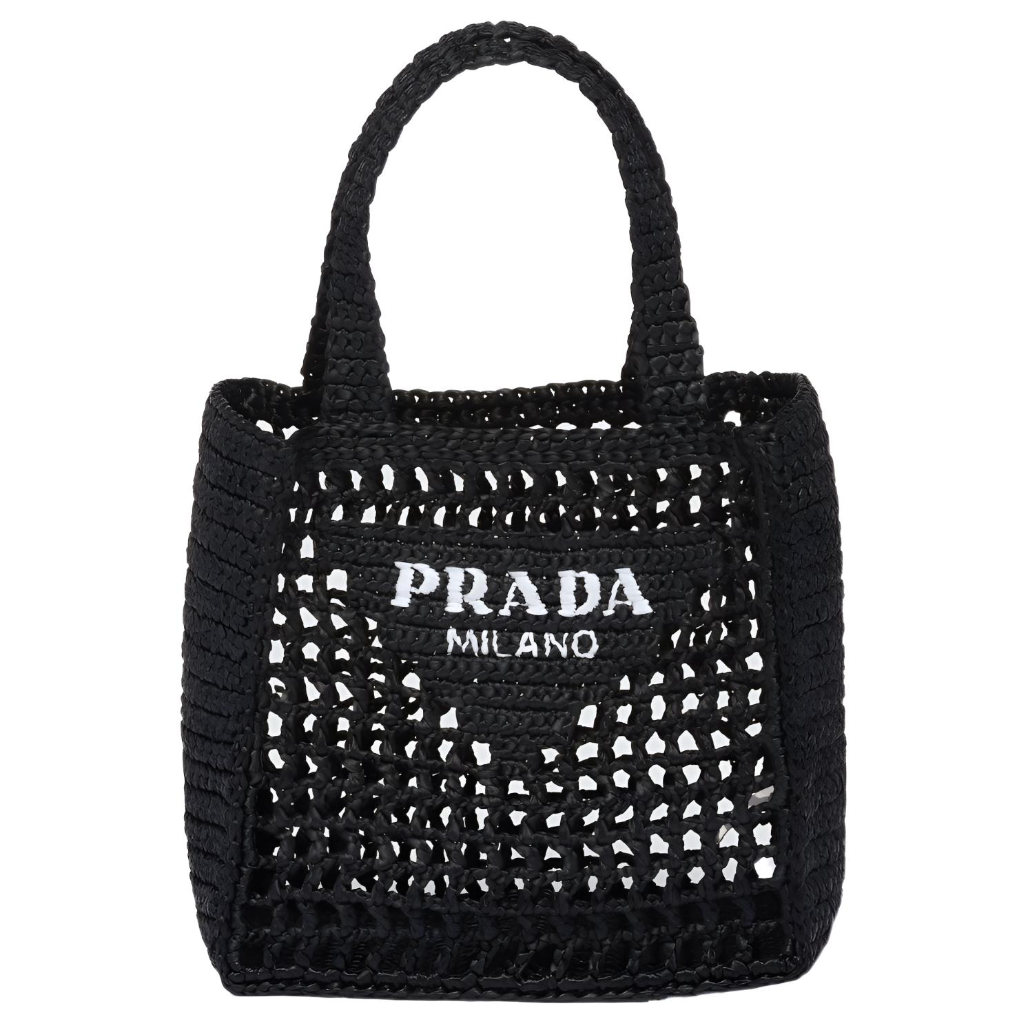 

PRADA Женская сумка через плечо из рафии черная