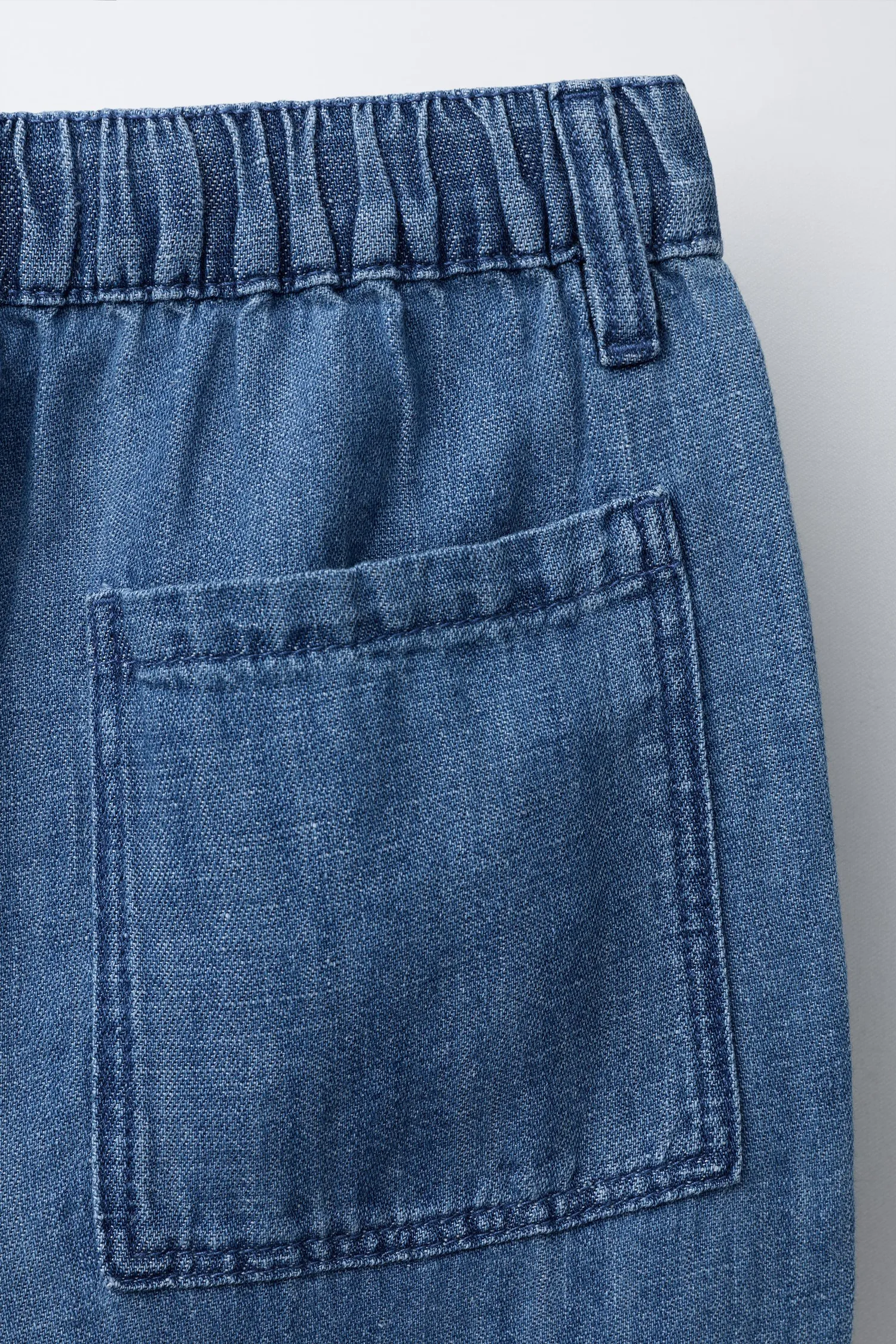 Джинсы из хлопка и льна с широкими штанинами Zara, синий — фото 4