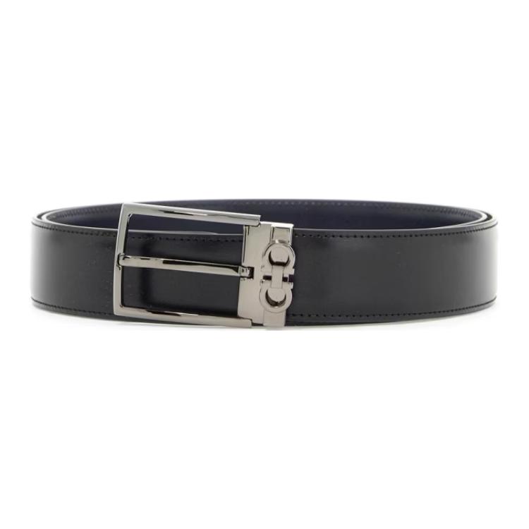 

Двусторонний ремень из телячьей кожи с пряжкой GANCINI мужской черный