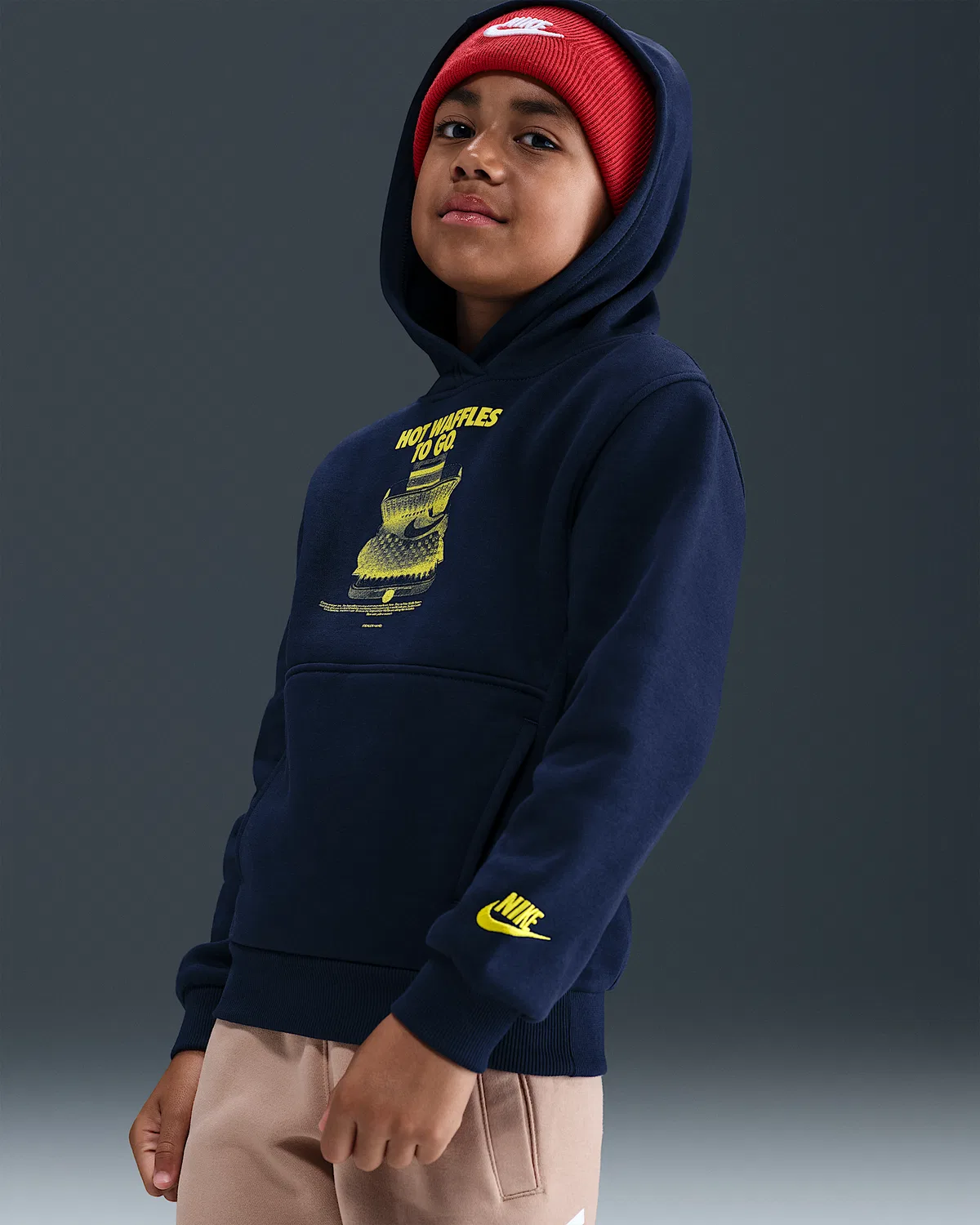 Детская худи Nike Sportswear Club Fleece, Obsidian/Lightning — фото 3