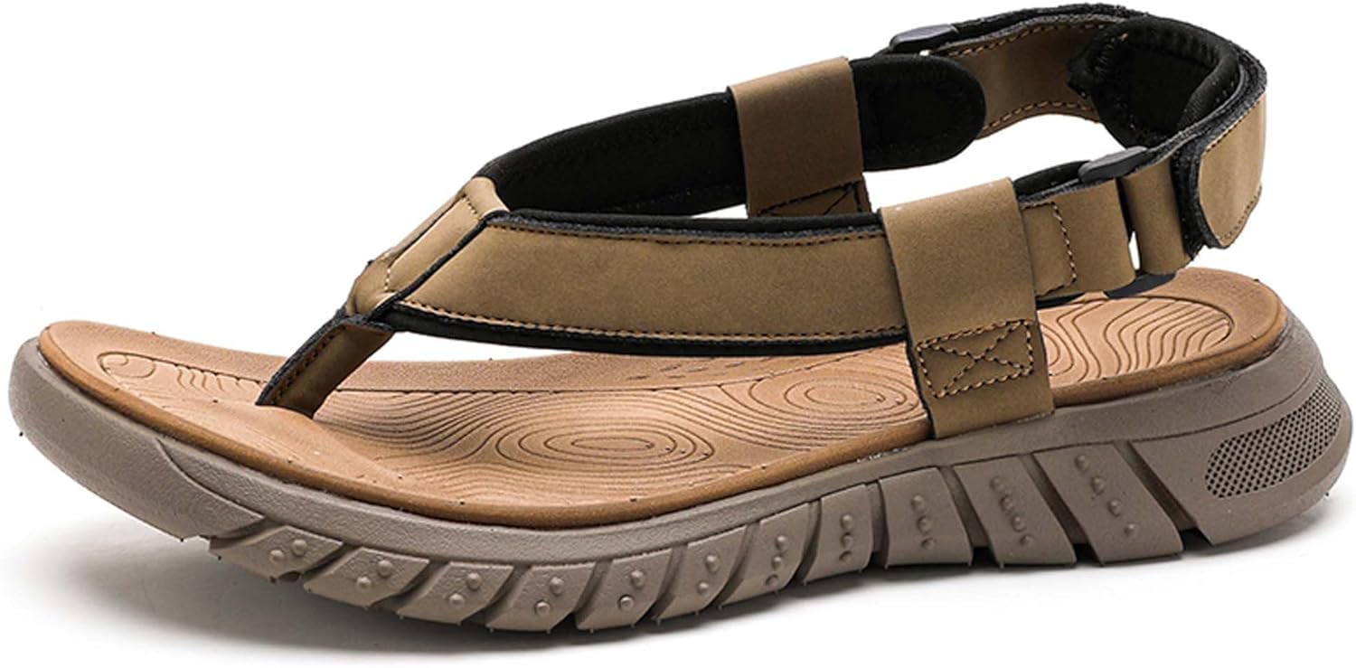 

Мужские сандалии с открытым носком для пляжа, летние спортивные сандалии для улицы, нескользящие походные и повседневные сандалии Generic, коричневый
