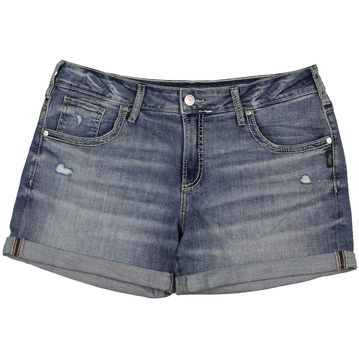 

Женские джинсовые шорты средней посадки с манжетами Silver Jeans Co., индиго