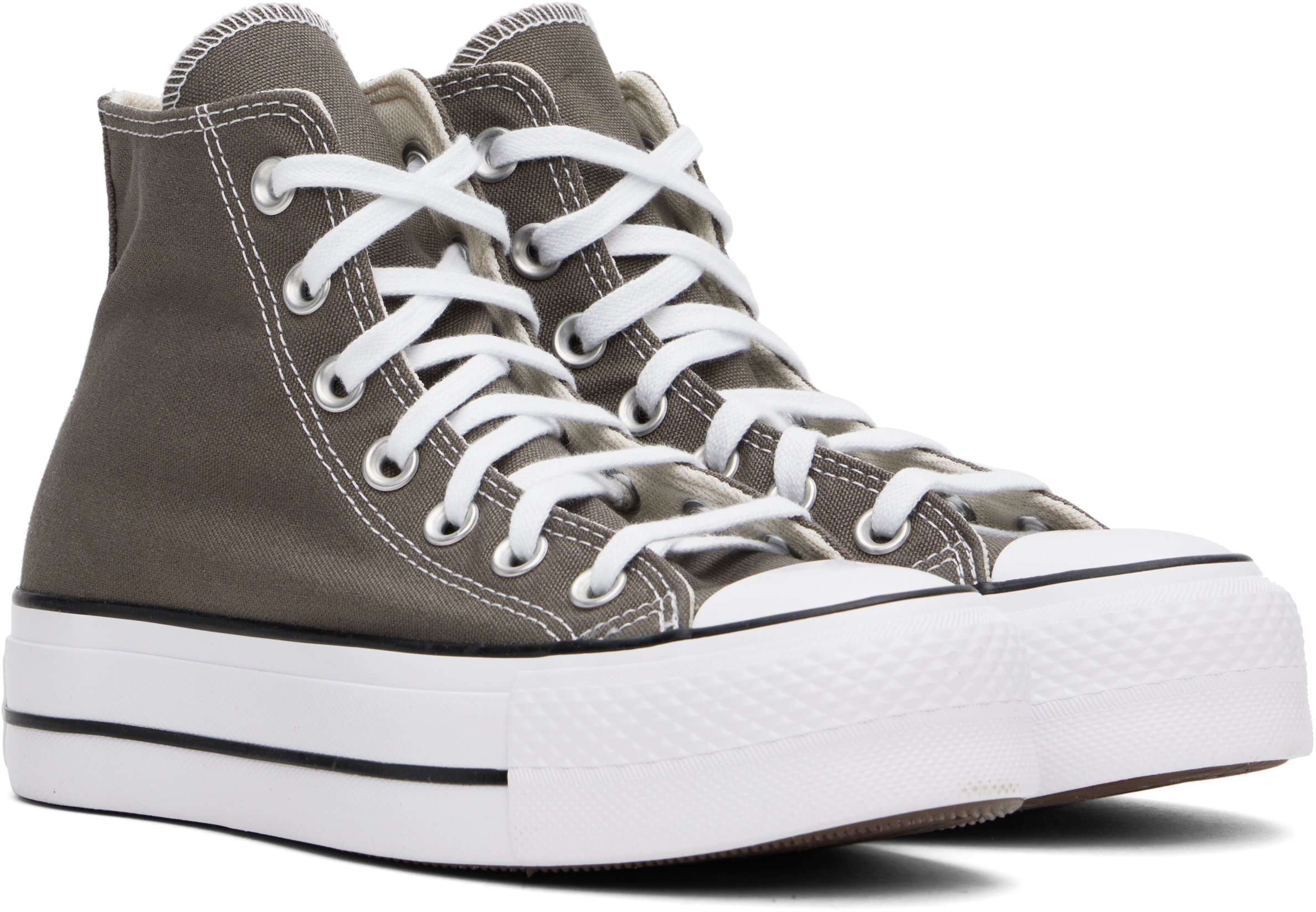 Серые высокие кеды Chuck Taylor All Star Lift Platform Converse, Charcoal/White/Black — фото 4