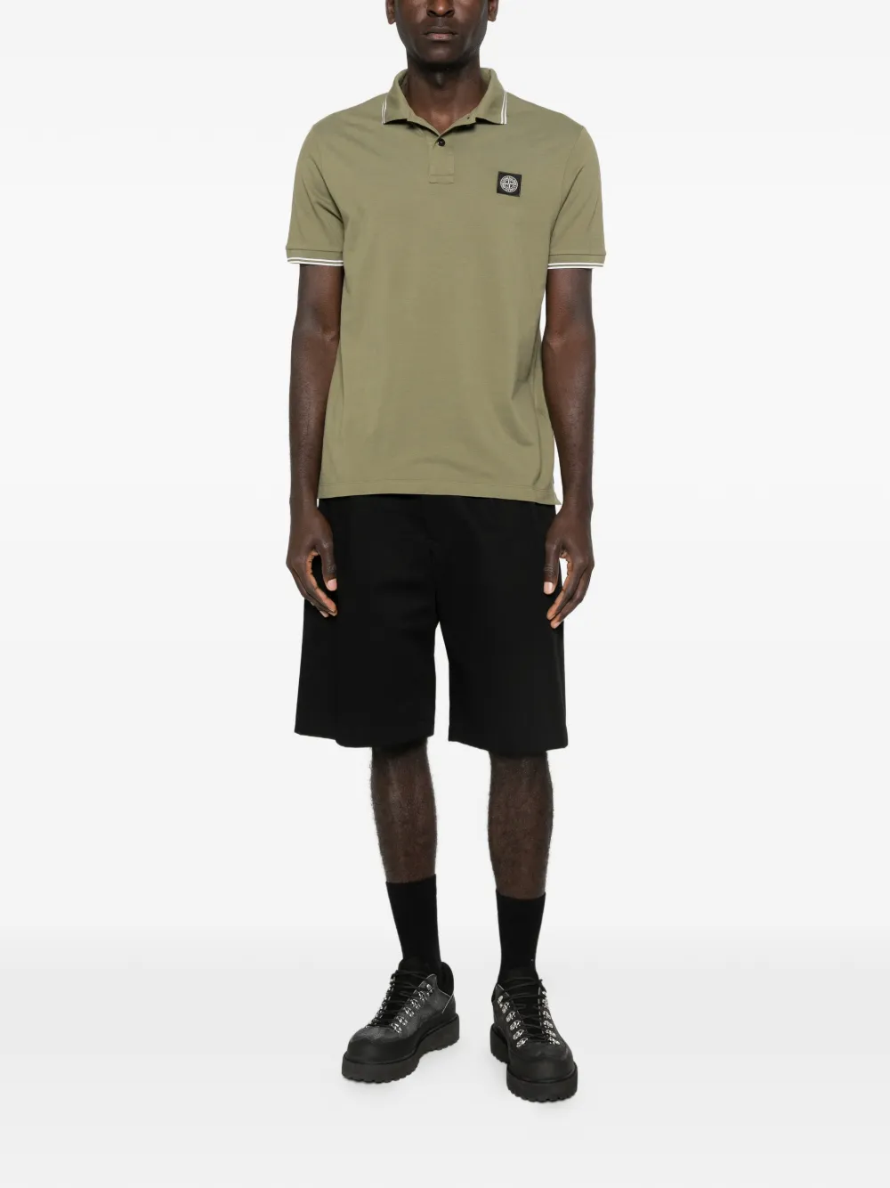 Поло с полосатыми вставками Stone Island, зеленый — фото 2