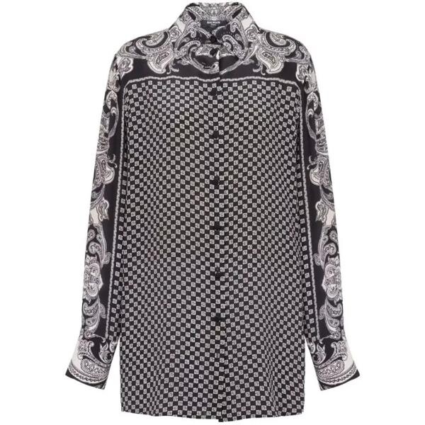 

Футболка paisley-print silk shirt Balmain, черный