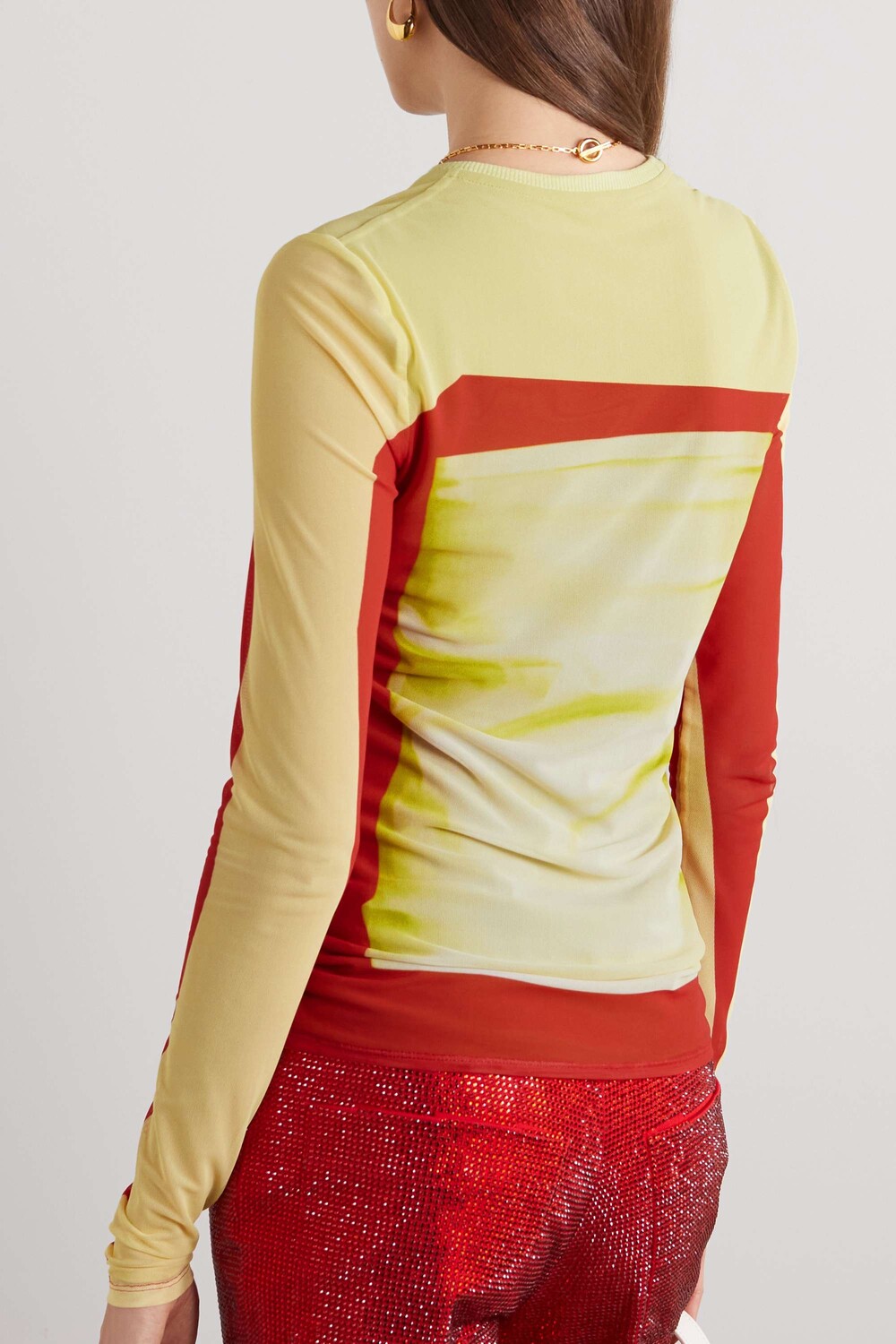 

LOEWE Топ из эластичной сетки с принтом, желтый