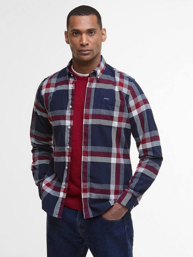 

Фолли хлопковая рубашка приталенного кроя в клетку Barbour, Navy/Red