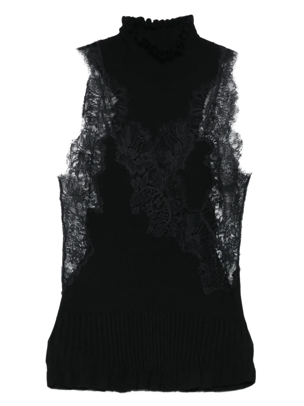 

Топ с кружевной вставкой Ermanno Scervino, черный