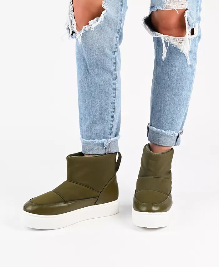 Женские стеганые ботинки Sethie Platform для холодной погоды Journee Collection, зеленый — фото 3