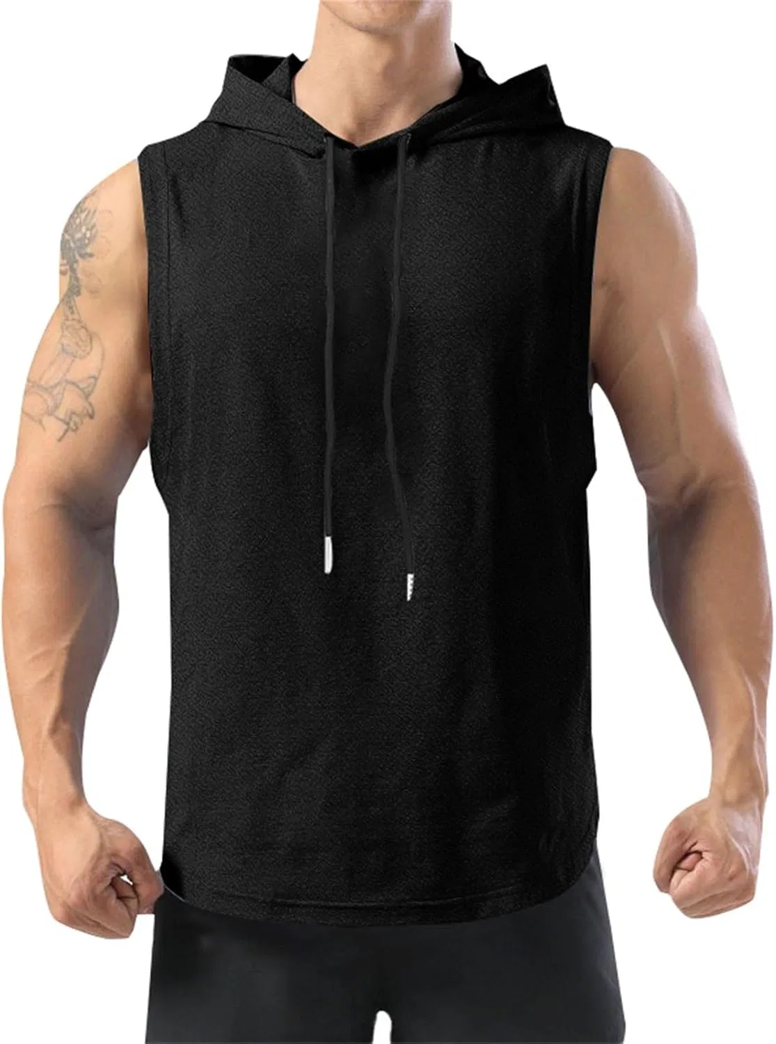 Мужская майка с капюшоном UPF 50+ Cotton, Black