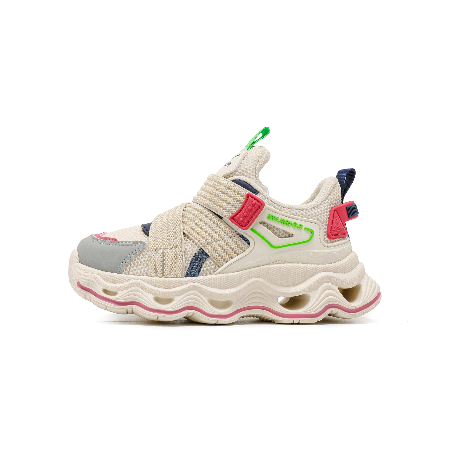 

Массивные кроссовки с амортизацией, износостойкие полувысокие беговые для детей WARRIOR, бежевый/розовый/серый