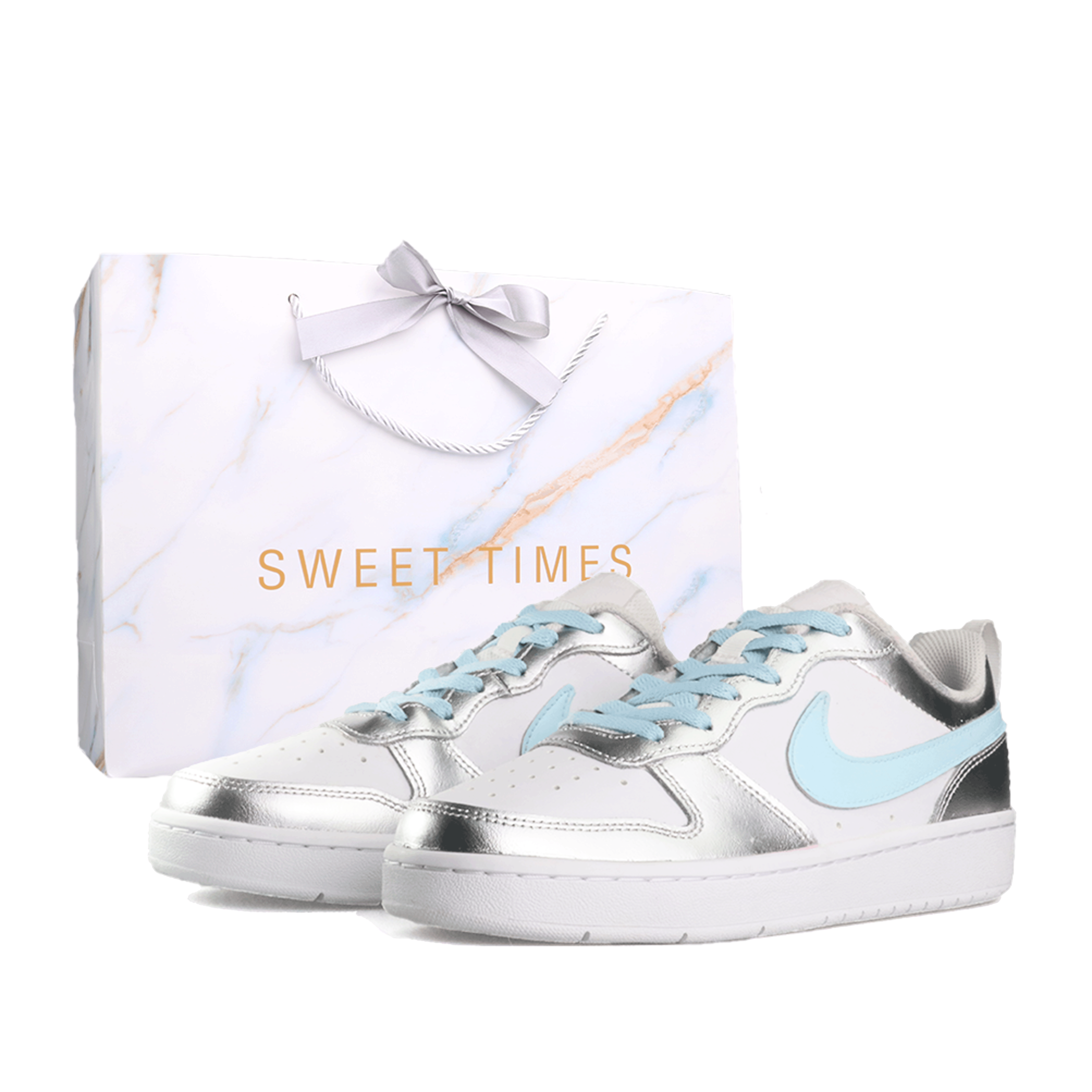 

Детские скейтерские кроссовки Court Borough для младших школьников Nike, серебряный/синий
