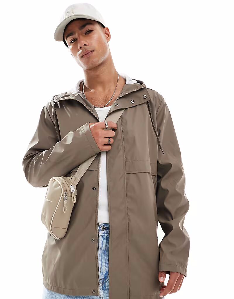 

Прорезиненная куртка-дождевик ASOS DESIGN в грибном цвете