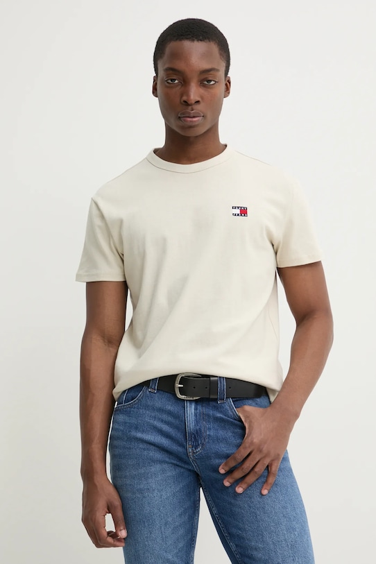 

Хлопковая футболка Tommy Jeans, бежевый