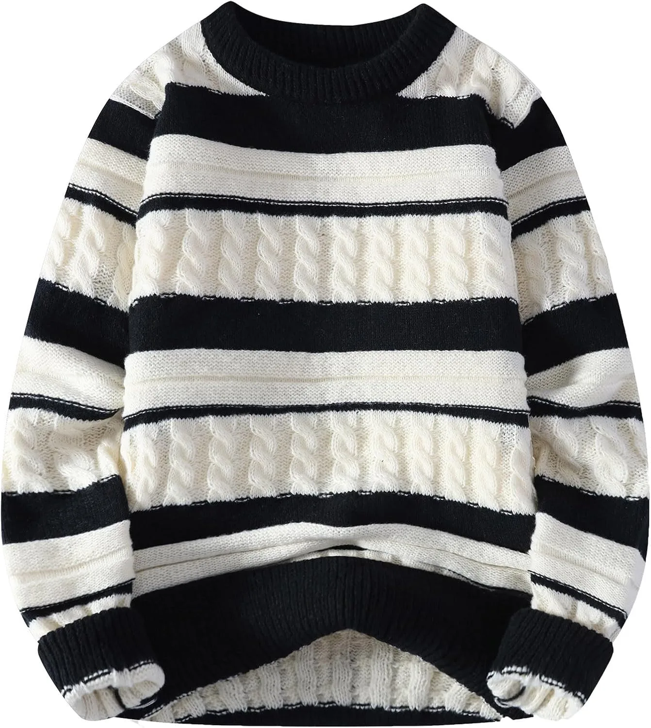 

Мужской свитер Cambkatl с цветными блоками — кабельная вязка, свободный крой, длинный рукав