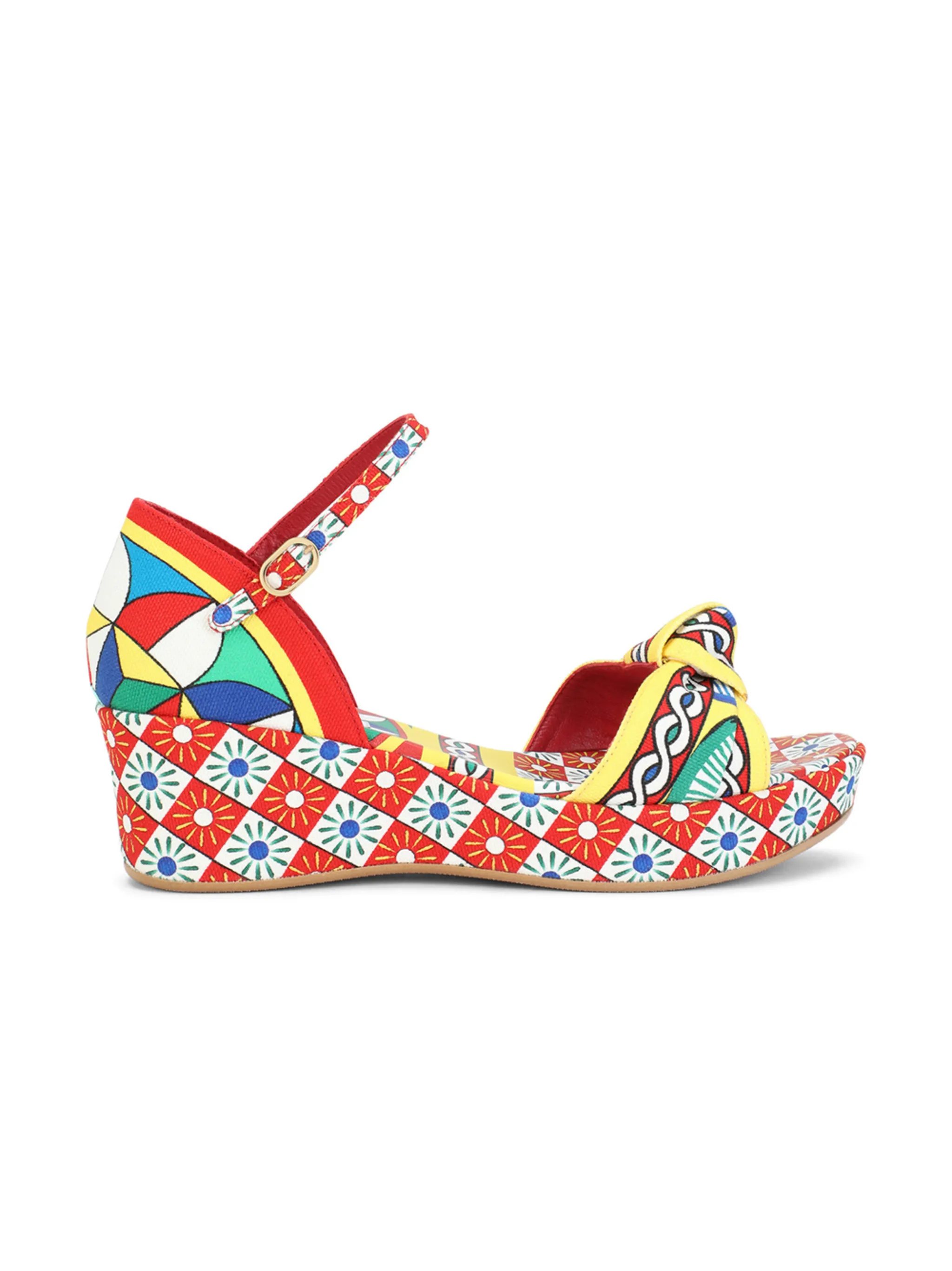 Босоножки на танкетке с принтом Carretto Dolce & Gabbana Kids, красный — фото 2