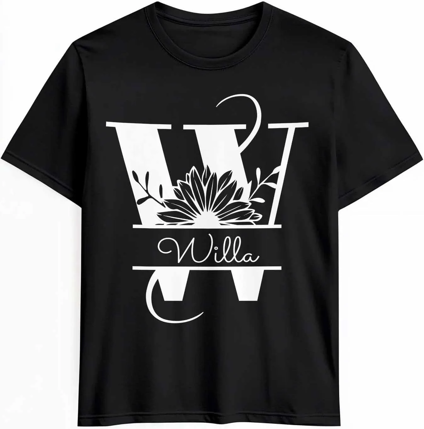 

Футболка с именем или текстом, Letter W, Unisex, Cotton, Round Neck Vaxbryntel