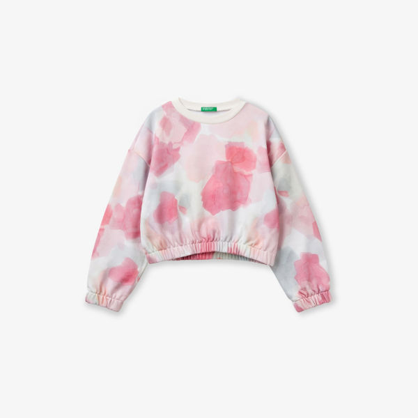 

Свитшот Benetton с цветочным принтом, розовый / белый