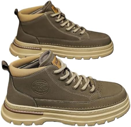 

Мужские модные кроссовки-чукка на шнуровке, кожаные ботинки до щиколотки, легкие, с нескользящей подошвой для ходьбы Txlkgqw, хаки