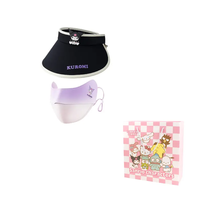 

Sanrio Куломская панама из полиамида унисекс, Kuromi Visor Sun Protection Hat+Sun Protection Face Mask