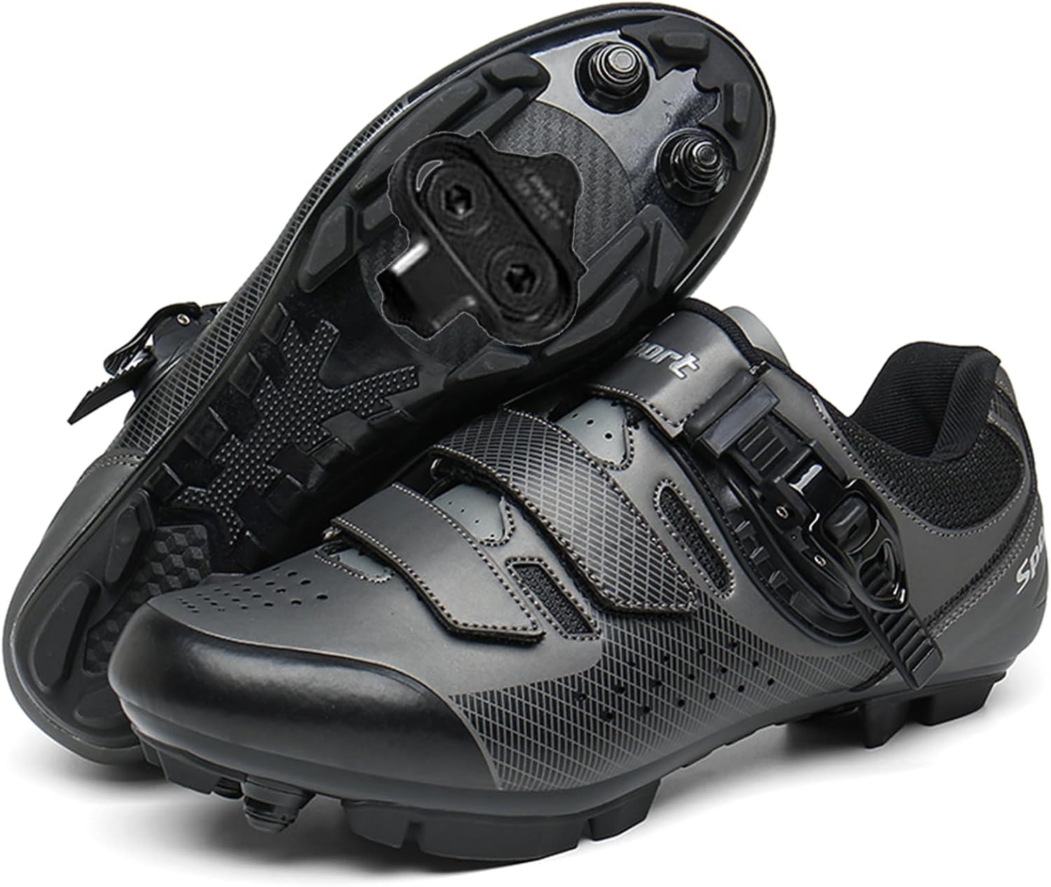 

Мужские велосипедные туфли для горного велосипеда, совместимы с педалями SPD на 2 болта, для домашних тренировок, кроссовки для MTB Lippan, серый