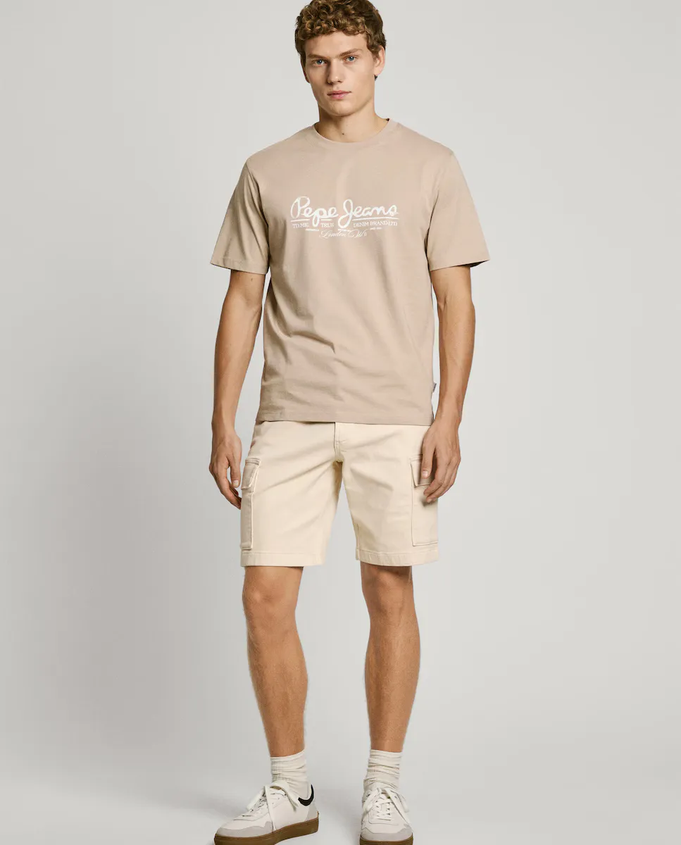

Шорты мужские карго, окрашенные в готовом виде Pepe Jeans, кремовый