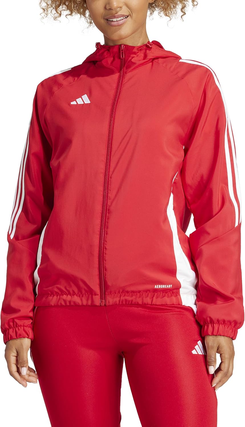 Женская ветровка Adidas Tiro 24 с капюшоном, красный — фото 4