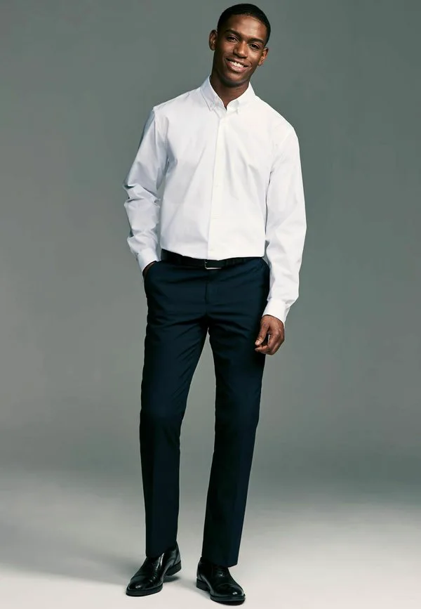 Рубашка прямого кроя, удобная в уходе, с двойными манжетами. Next, White Button Down Collar — фото 2