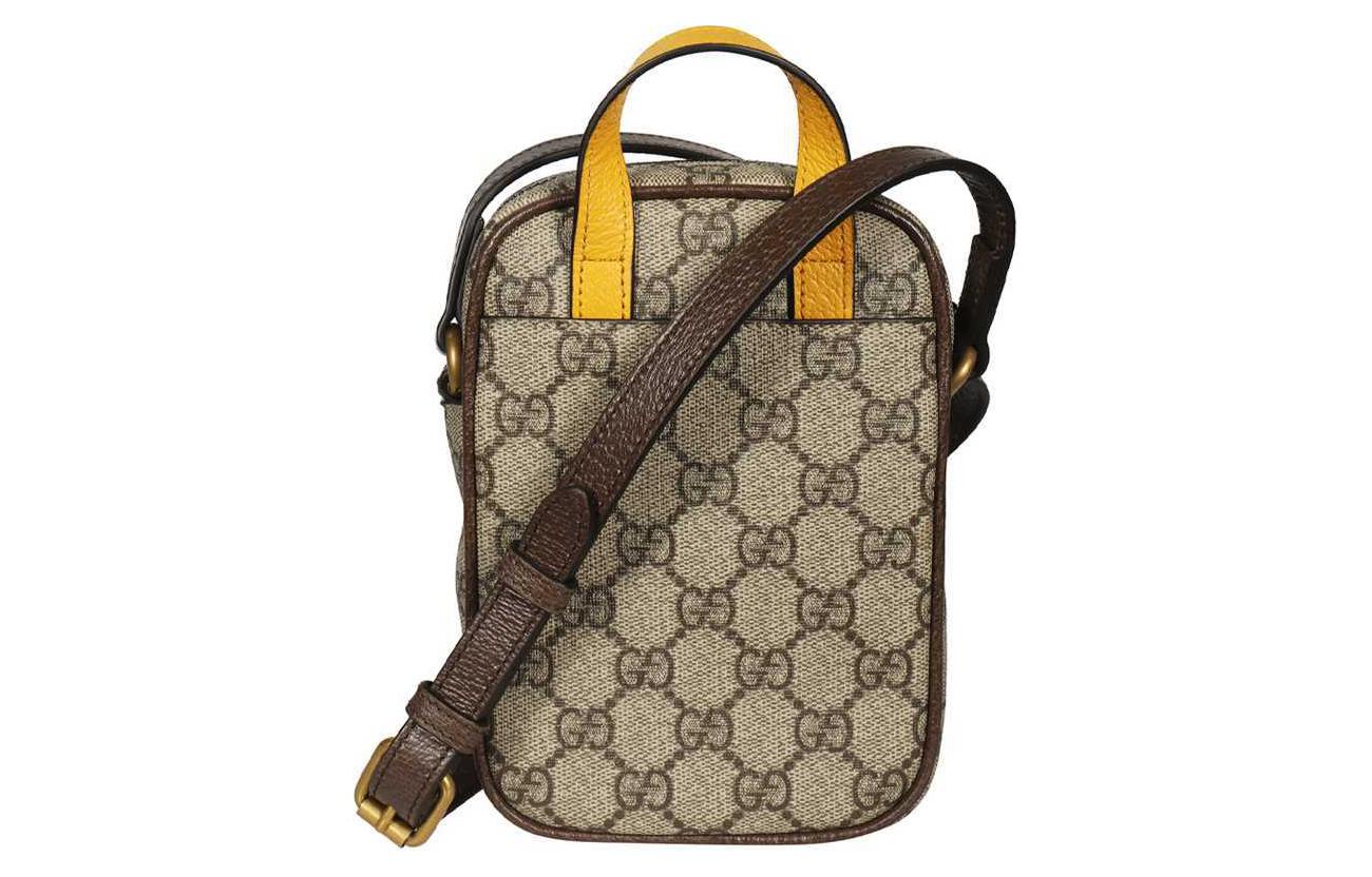GUCCI Унисекс мини-сумка через плечо из телячьей кожи с нео-винтажным принтом — фото 4