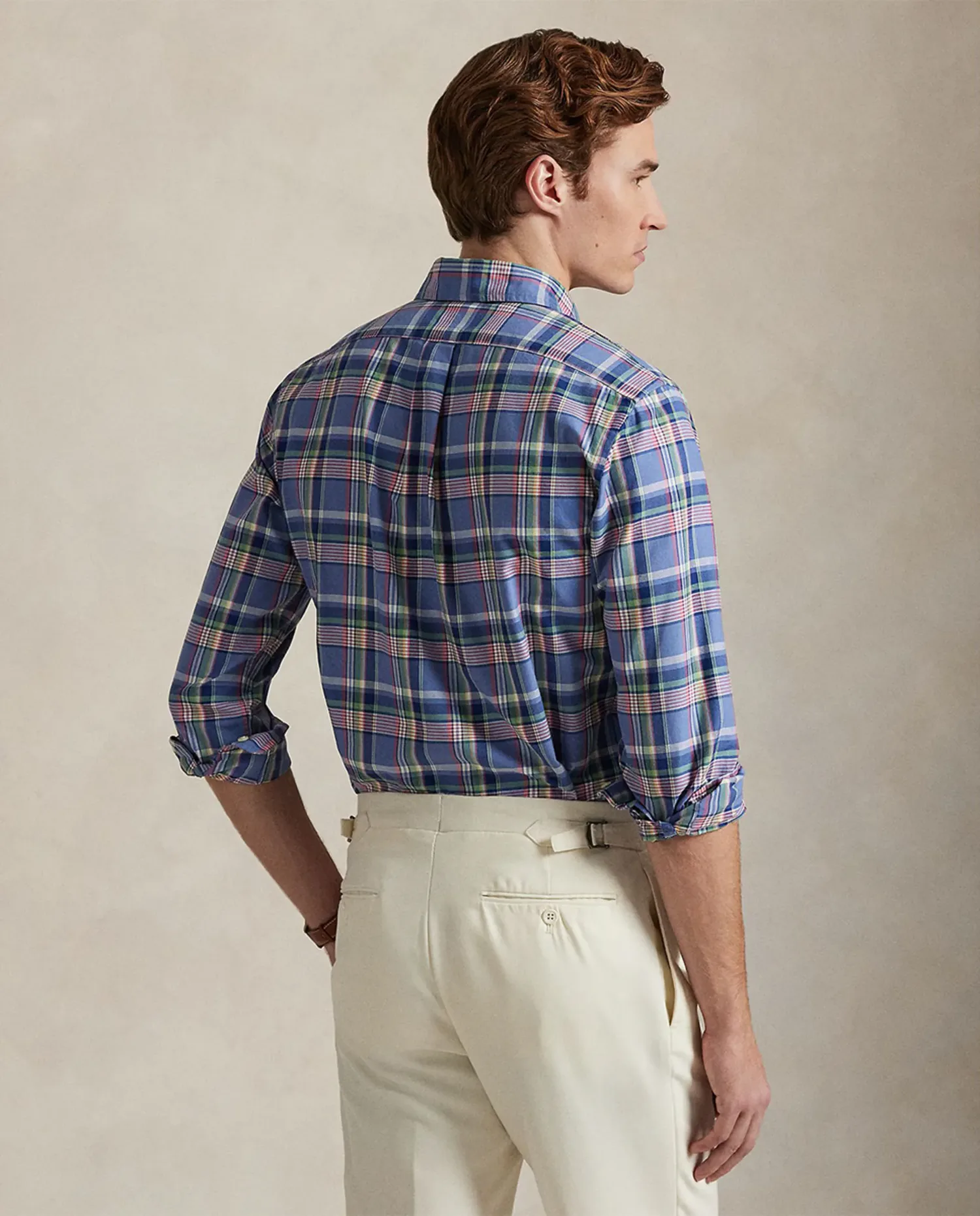 Мужская рубашка Oxford Custom Fit в клетку Polo Ralph Lauren, синий — фото 2