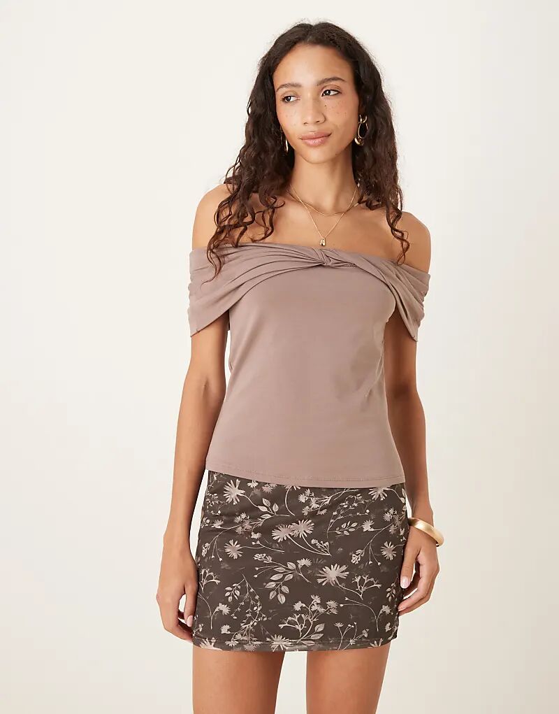 

Glamorous облегающая мини-юбка из коричневой цветочной сетки