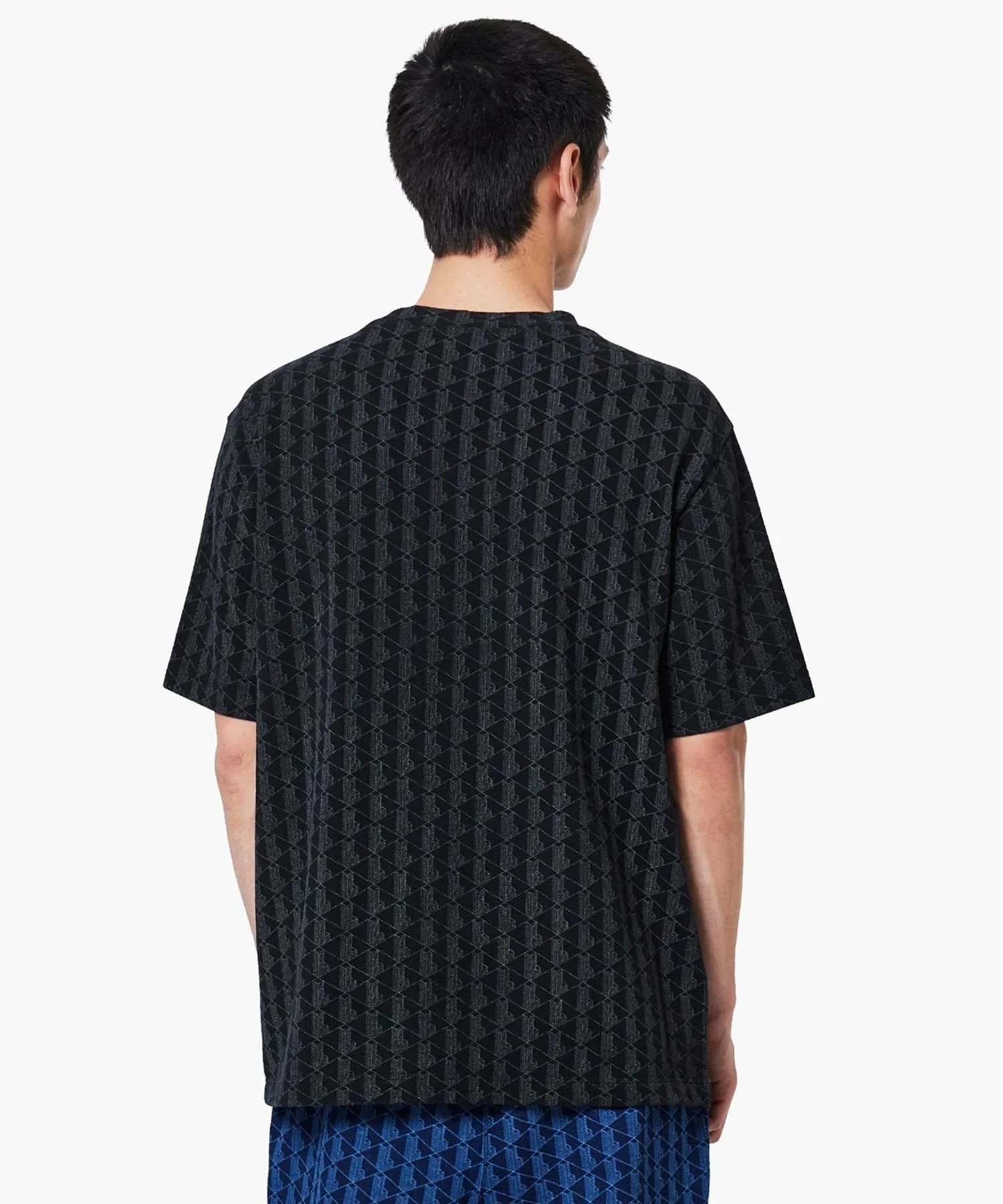Футболка с короткими рукавами из ткани пике цвета индиго с монограммой LACOSTE, Black — фото 2
