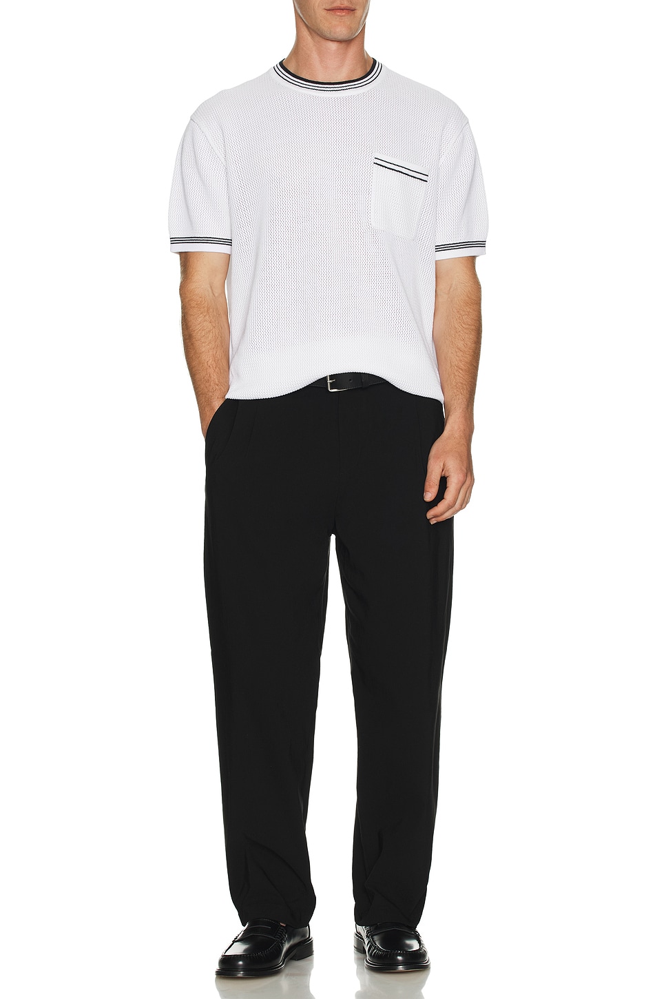 

Open Stitch Tipped Knitted Рубашка Club Monaco, Blanc De Blanc