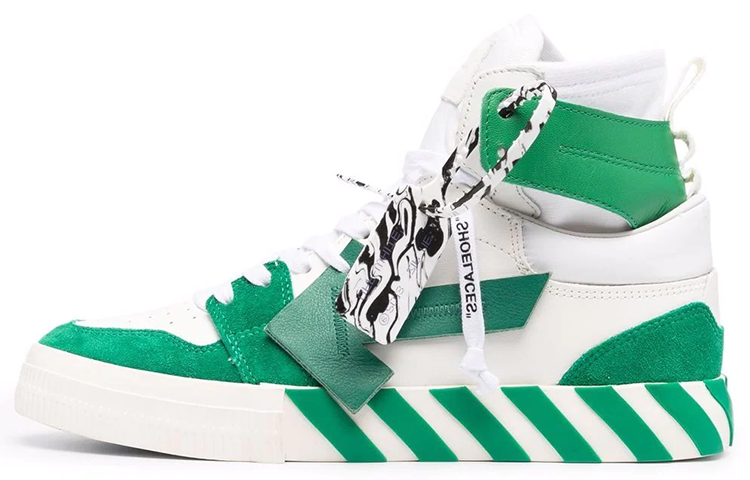 

OFF-WHITE OFF WHITE Вулканизированные высокие кеды «Зелено-белые»