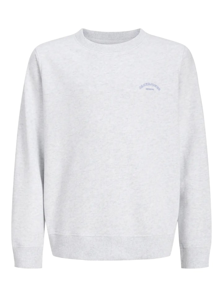

JACK & JONES Junior Толстовка JJCOLLEGE LOGO SWEAT CREW JNR белого меланжевого цвета