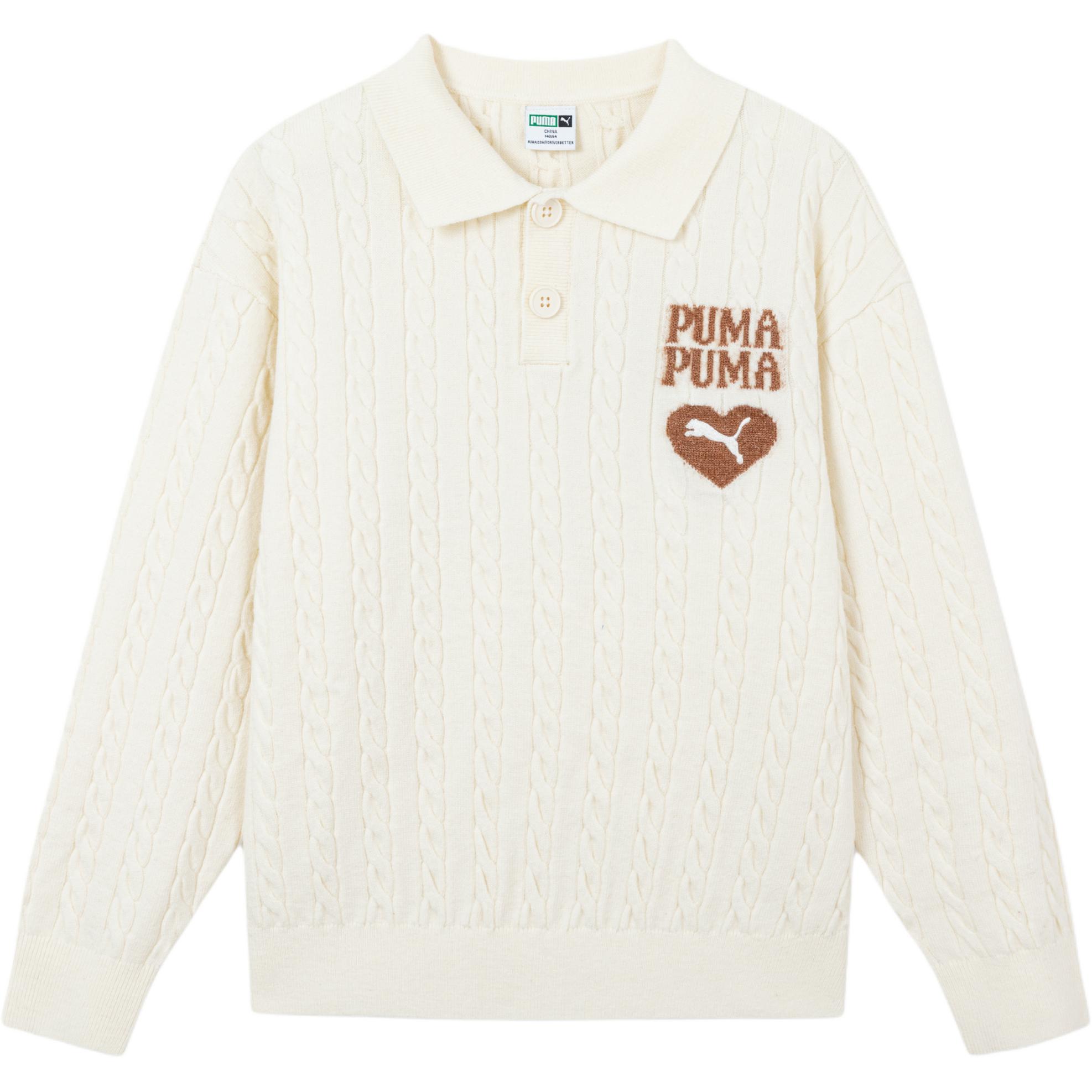 

Детский свитер с воротником-поло, умеренной высоты Puma, белый