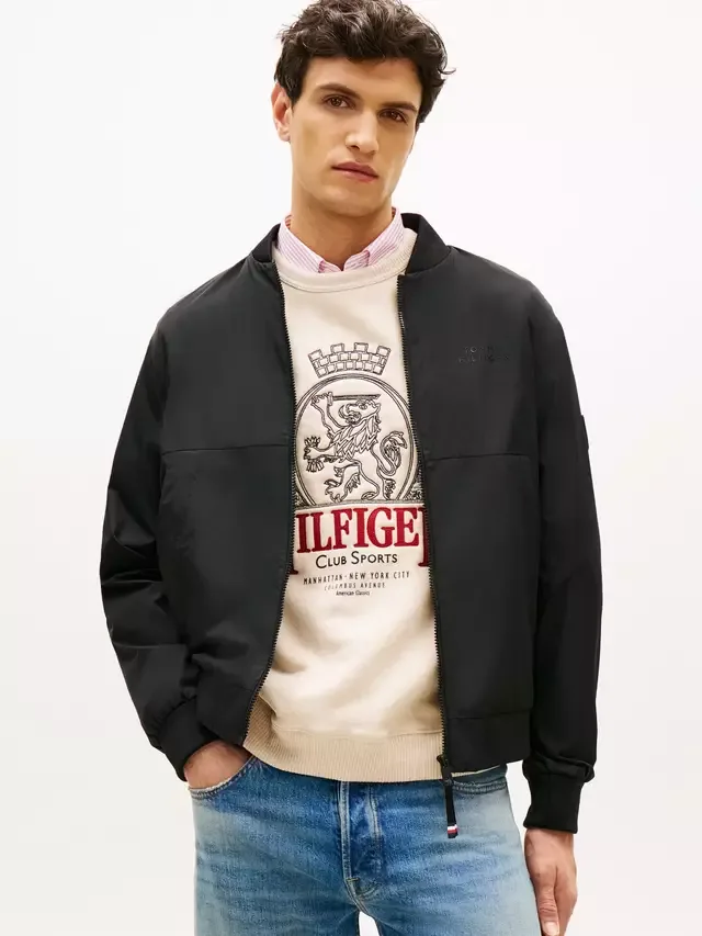 Водоотталкивающая куртка-бомбер стандартного кроя, черная Tommy Hilfiger